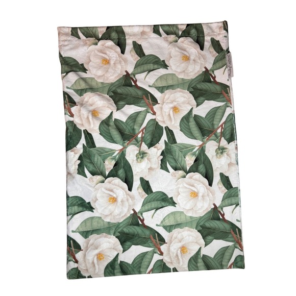 Minky Couture Other - Minky Couture White Camellia Floral Plush Pillowcase Green Leaves Botanical